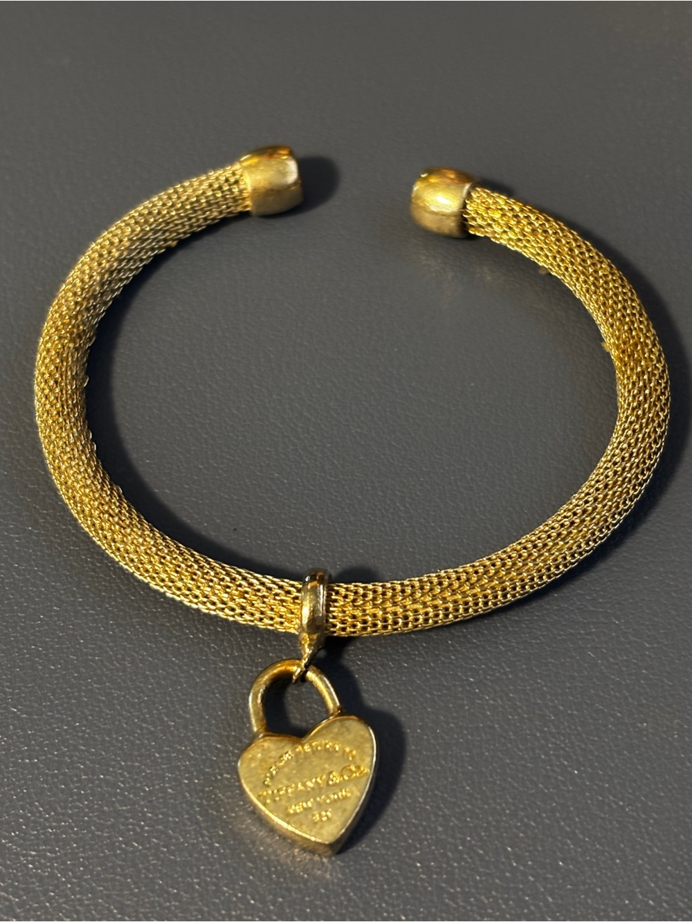 Tiffany & Co - Silver Heart Padlock Mesh Cuff Bracelet - Picture 5 of 10